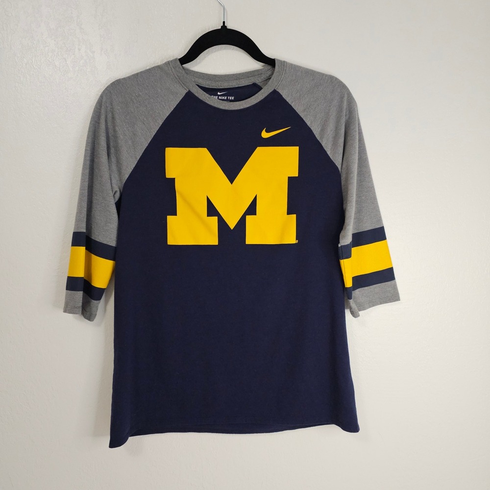 Nike Michigan Wolverines Raglan 3/4 Sleeve T Shirt Women's Size‎ Large Nike Tee